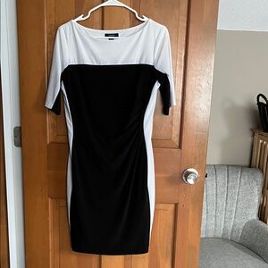 Chaps Black and White Midi Dress